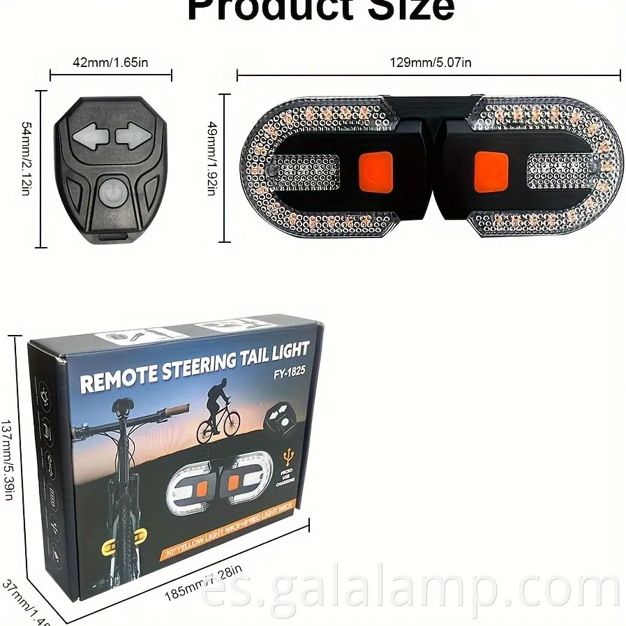 Luz de señal de giro de bicicleta de control remoto inalámbrico de control remoto impermeable